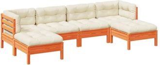 vidaXL Vidaxl - Set De Sof&aacute;s Jard&iacute;n 6 Pzas Con Cojines Madera Pino Marr&oacute;n Cera