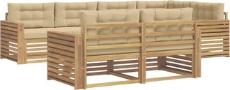 vidaXL Set Di Divani Da Esterno 7 Pz Bianco E Beige Poliestere Vidaxl