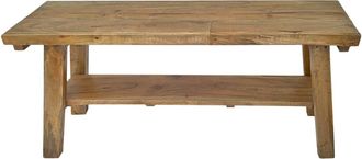 NATYAL Banco de madera de teca recuperada con balda estilo r&uacute;stico 130cm