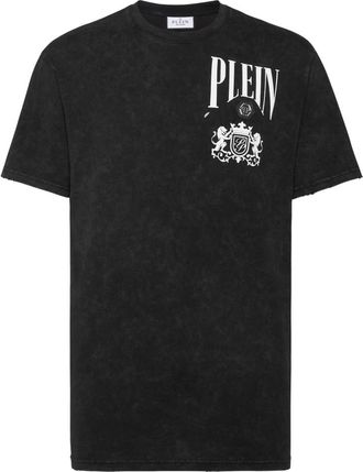 Philipp Plein Jersey T-shirt Ronde Hals SS Racing Club - Heren - T-shirts - Zwart - S - Katoen - Tops