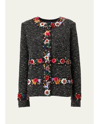Carolina Herrera Embroidered Tweed Jacket