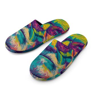 Generic Psychedelic Weed Elderly Man Art Mens House Slippers Slip Indoor Slipper On Shoes Warm Outdoor