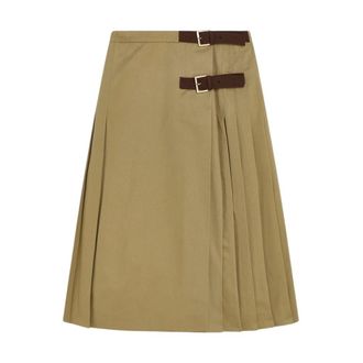 Semicouture Short Skirts, female, Green, Size: XS Pleated Midi Skirt