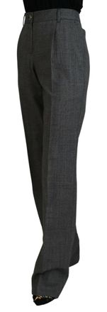 Dolce & Gabbana Gray High Waist Women Wool Pants Virgin