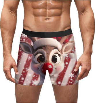 Generic Christmas Shorts Men Xmas Shorts for Men Stretch Personalised Mens Underwear Trunks Breathable Briefs UnderpantsFly Trunks Hipster Pants (B2-Red, S)