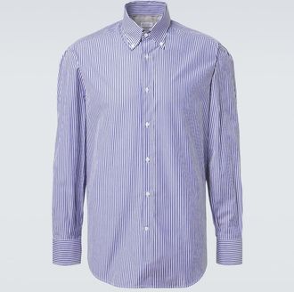 Brunello Cucinelli Camisa de algod&oacute;n a rayas
