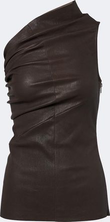 Rick Owens Top Athena de piel y algod&oacute;n