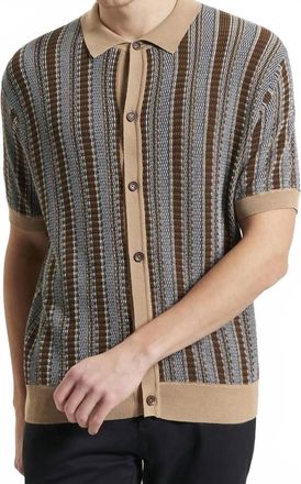 Ben Sherman Textured Stripe Knitted Shirt In Dark Navy