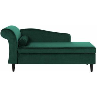 Beliani Beliani - Chaise Longue in Velluto Verde con Contenitore Versione Sinistra Luiro