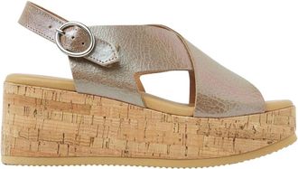 VIA VAI Sissel Raise Sandalen - Dames - Sleehakken - Beige - 41 EU - Leer - Schoenen