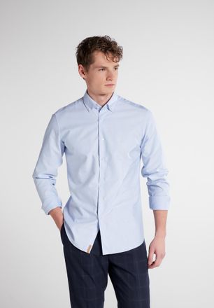 Eterna Langarmhemd ETERNA SLIM FIT, Herren, Gr. S, US-Gr&ouml;ssen, blau (hellblau), 70% cotton, 30% Lyocell, schmal, Manschette, Hemden Langarmhemd, EASY IRON (b