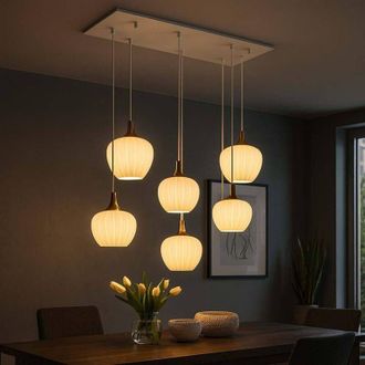 Globo Lighting Maxy Lampada a sospensione a grappolo, paralume in vetro opalino bianco opaco, 6x E27