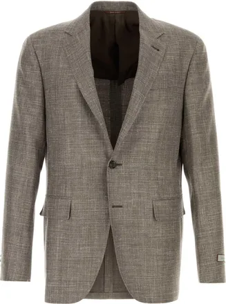 Canali Melange Grey Wool Blend Blazer