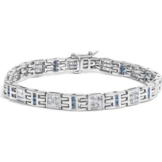 House of Brilliance 14K White Gold Princess 3.00 cttw Blue Diamond Link Bracelet at Nordstrom