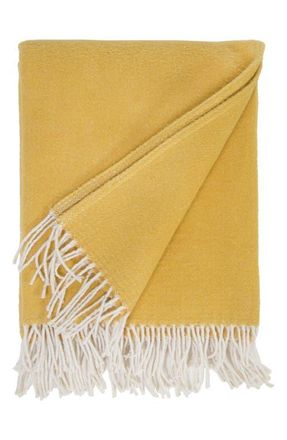 Pom Pom at Home Billie Fringe Cotton Throw Blanket in Mustard at Nordstrom, Size 50X70