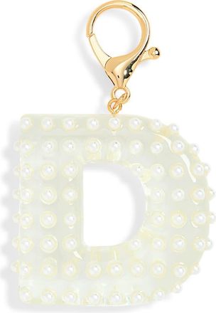 Leith Faux Pearl Initial Bag Charm in D- Clear- White- Gold at Nordstrom Rack