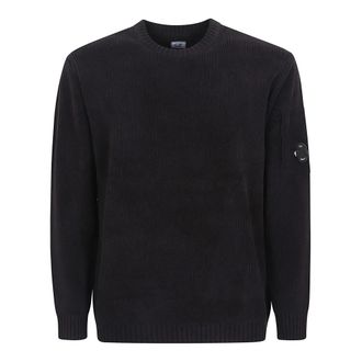 C.P. Company Round-neck Knitwear, male, Black, Size: S Black Sweater Aw25 Style
