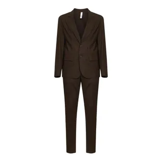 Hev&ograve; Single Breasted Suits, male, Brown, Size: XL Galatina Suit