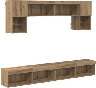 vidaXL Unidades De Tv De Pared Con Led 6 Pcs Roble Artesanal Vidaxl