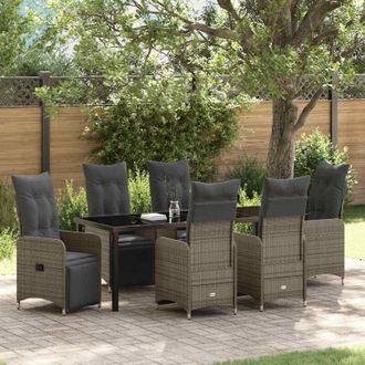 vidaXL Conjunto De Comedor De Jard&iacute;n 7 Pcs Beige Rat&aacute;n Sint&eacute;tico Vidaxl