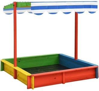 vidaXL Vidaxl - Arenero Infantil Tejado Ajustable Madera Abeto Multicolor Uv50