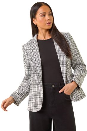 Roman Womens Petite Boucle Revere Collar Blazer - White - Size 18 UK
