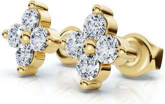 Pompeii3 1/2Ct Jackie Diamond Studs 14k Gold Earrings Lab Grown 1/3 Tall