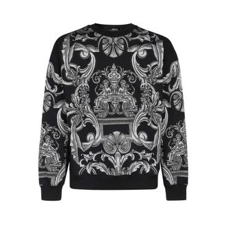 Versace Sweatshirts, male, Black, Size: 2XL Printed Cotton Sweatshirt