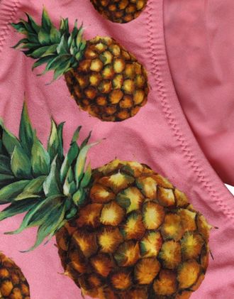 Dolce & Gabbana Womens Pink Pineapple Swimsuit Bikini Bottom Swimwear Nylon Elastane Clothing