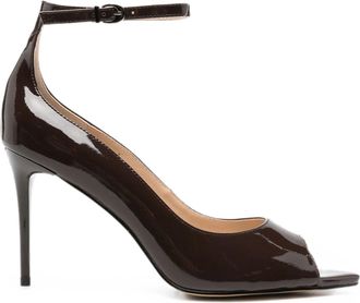 Sergio Moretti Brown High Stiletto Patent Leather Dress Sandals
