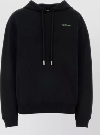 Off-white cotton hooded sweatshirt drawstring embroidered back