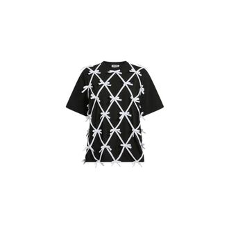 Moschino Cotton Jersey T-shirt with Bows - female - Moschino - T-Shirts - Black - XL - Tops
