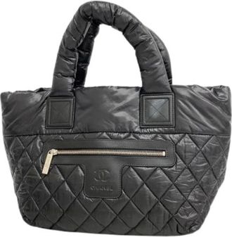 Chanel Pre-owned Tote Bags, female, Black, Size: ONE SIZE Pre-owned Vintage Nylon Tote Bag
