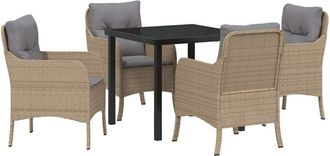 vidaXL Garden Dining Set with Cushion 5 pcs Beige Poly rattan vidaXL