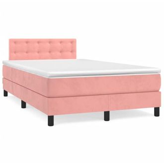 vidaXL Vidaxl - Cama Box Spring Con Colch&oacute;n Terciopelo Rosa 120x190 Cm