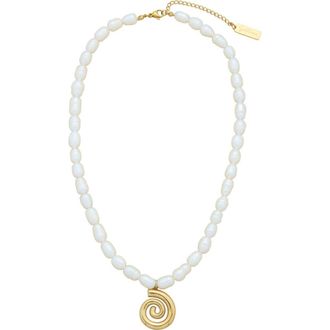st. Moran Freshwater Pearl Swirl Pendant Necklace in White at Nordstrom