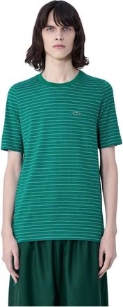 Lacoste Gestreept katoenen jersey T-shirt - Heren - T-shirts - Groen - L - Katoen - Tops