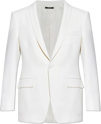 Tom Ford Blazer met satijnen afwerking - Heren - Blazers - Beige - L - Satijn - Jassen