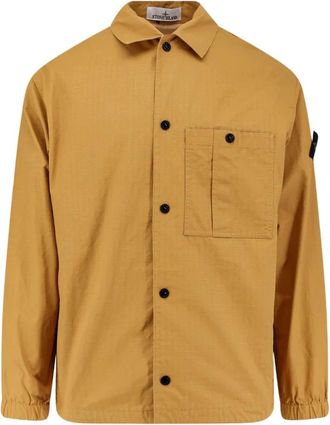 Stone Island Double-coated Cotton Ripstop Overshirt - Heren - Zomerjassen - Geel - L - Katoen - Jassen