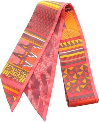 Hermès 2010s Pelage Et Camouflage ribbon scarf - women - Silk - One Size - Red