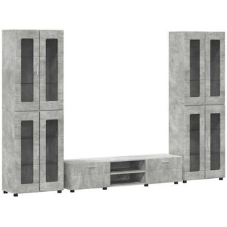 vidaXL TV Cabinet Set with Drawer FLORIN Concrete Grey Engineered Wood vidaXL