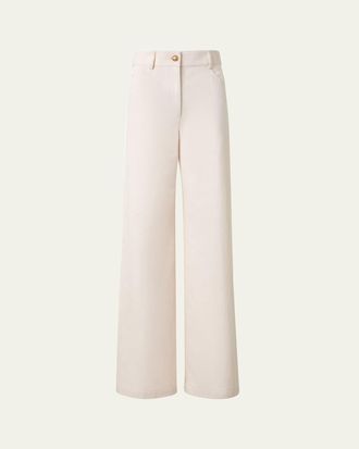 Akris Cooper Wide Leg Cotton Wool Denim Pants