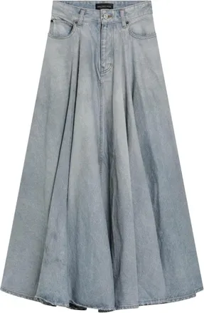 Balenciaga Denim Skirts, female, Blue, Size: XS Godet Maxi Skirt