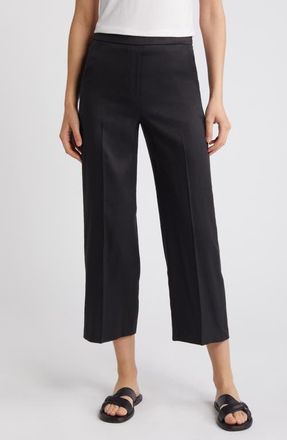 Theory Pull-On Linen Blend Wide Leg Pants in Black at Nordstrom, Size 12