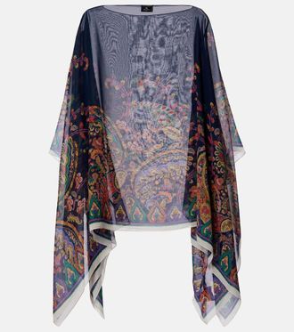 Etro Printed silk crêpe de chine poncho