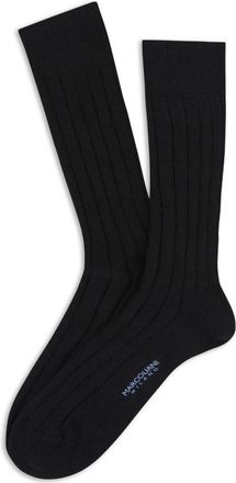 Marcoliani Geribbelde Cashmere Halfhoge Sokken - Heren - Sokken - Zwart - ONE Size - Nylon - Ondergoed