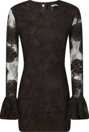 Rotate 3D Flower Ls Mini Dress