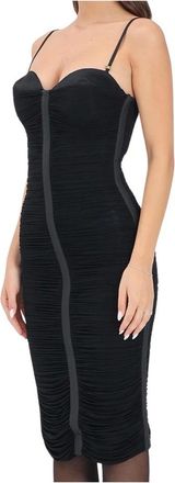 Elisabetta Franchi Ruched Lycra Dress - female - Elisabetta Franchi - Midi Dresses - Black - 2XL - Dresses
