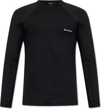 Balmain Long Sleeve Tops, male, Black, Size: XS Swim T-shirt