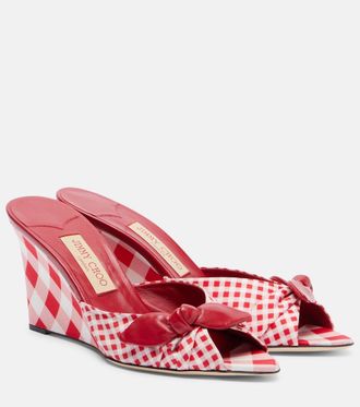 Jimmy Choo London Livi checked wedge mules